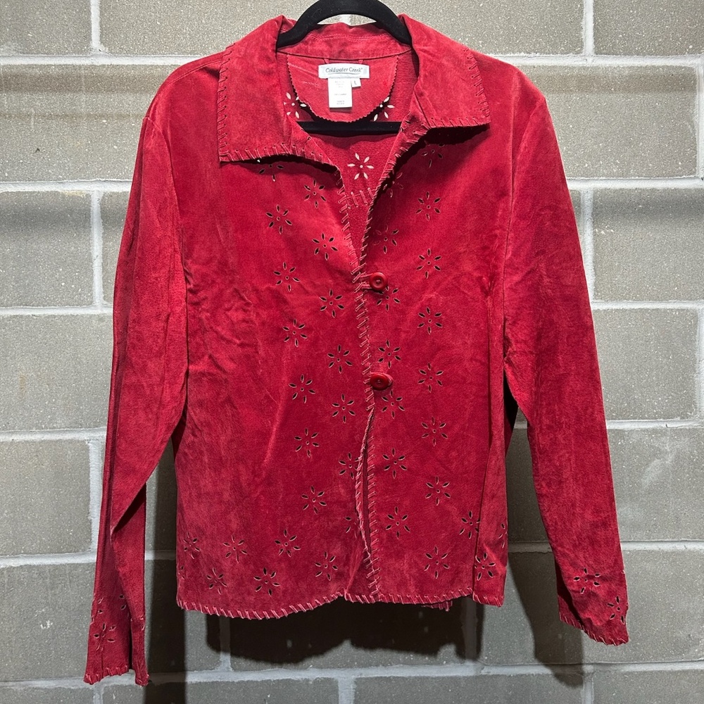 Red Leather Suede Coldwater Creek Jacket